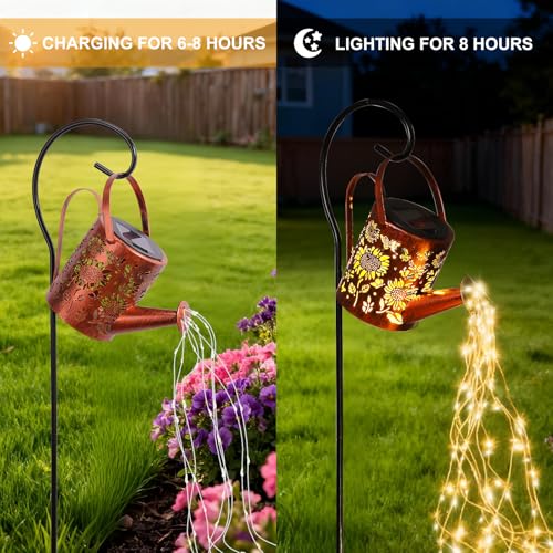 Sunflowers Solar Lights Outdoor Garden Sunflower Gifts, Gardening Gifts, Solar Watering Can Lantern for Garden Patio, Yard - Image 4