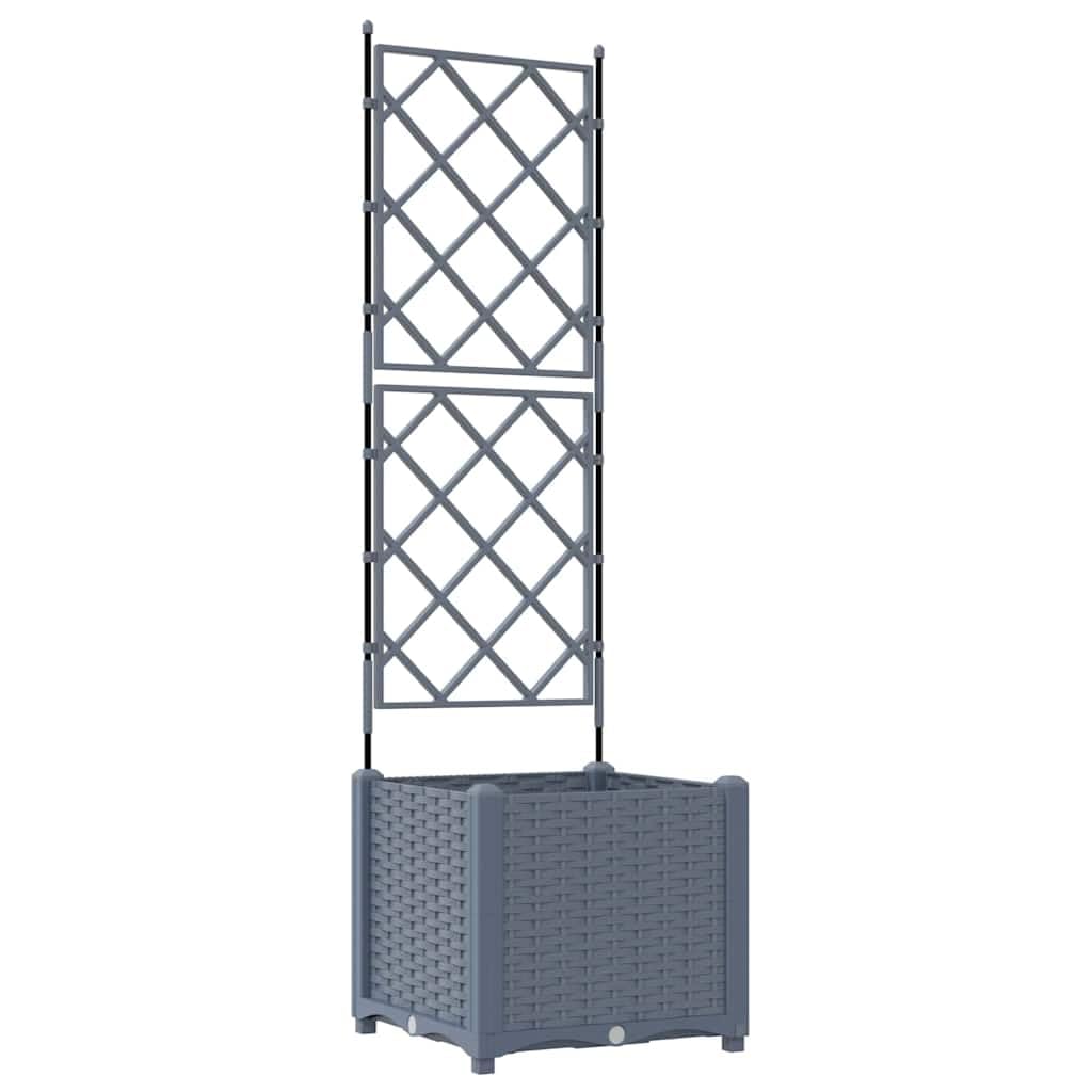 Maceta de jardín con enrejado, color gris claro, 40 x 40 x 143 cm, plástico para plantas trepadoras, maceta moderna para jardín, terraza y exterior