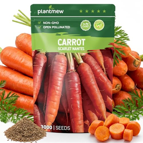 PLANTMEW 3000 Scarlet Nantes Carrot Seeds for Planting - Heirloom Variety Fast Growing Vegetable Seeds for for Home Garden & Container Planting
