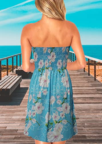 Image of Zyyfly Womens Summer Beach Dresses Strapless Cover Ups Dress Tube Top Sundresses