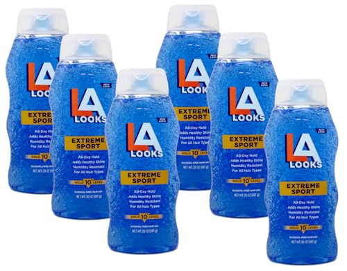 L.A. Looks Sport Xtreme Hold Gel Hold Level 10+ 20-Ounce (Pack of 6)