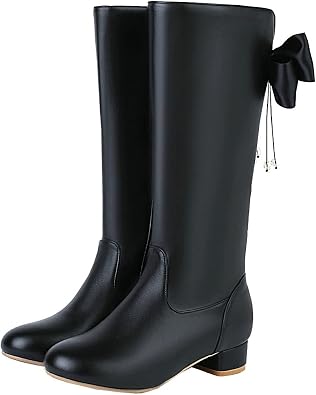 Amazon.com: Lolita - Botas altas hasta la rodilla para mujer, tacón bajo y  grueso, con cremallera y lazo : Ropa, Zapatos y Joyería