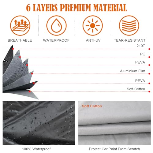 Image of Waterproof Car Covers Replace for 2009-2025 Nissan GT-R, 6 Layers All Weather Custom-fit Car Cover with Zipper Door & Windproof Bands for Snow Rain Dust Hail Protection