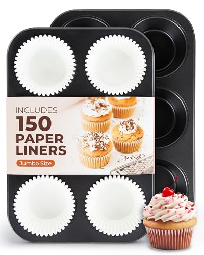 CARTMAN 2-Pack Jumbo Muffin Pan with 150 Cupcake...
