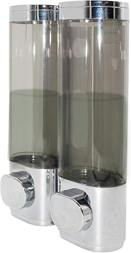 Dispensador de jabón de 2 cámaras para montaje en pared, dispensador de bomba de ducha de baño de 13.5 fl oz, dispensador de jabón de ducha de