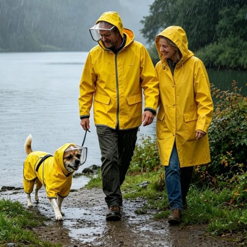 Impermeable para perro con capucha transparente que soluciona los paseos estresantes en días lluviosos 3