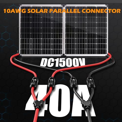 Owinus Y KabelSolar Y Stecker Solar 6mm2 Y Kabel,10AWG Solar YKabel 1 Paar 1Y2 SolarY Kabel 6mm2 MMF und FFM für PV Module.(Rot + Schwarz)