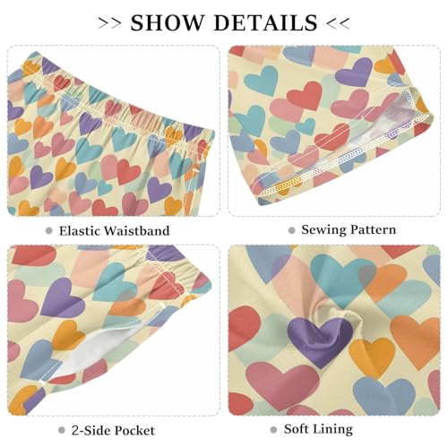 ALAZA Heart Colorful Cartoon Pajama Shorts Sleep Shorts Pant Lounge Pajama Bottoms Elastic Waist with Pockets3