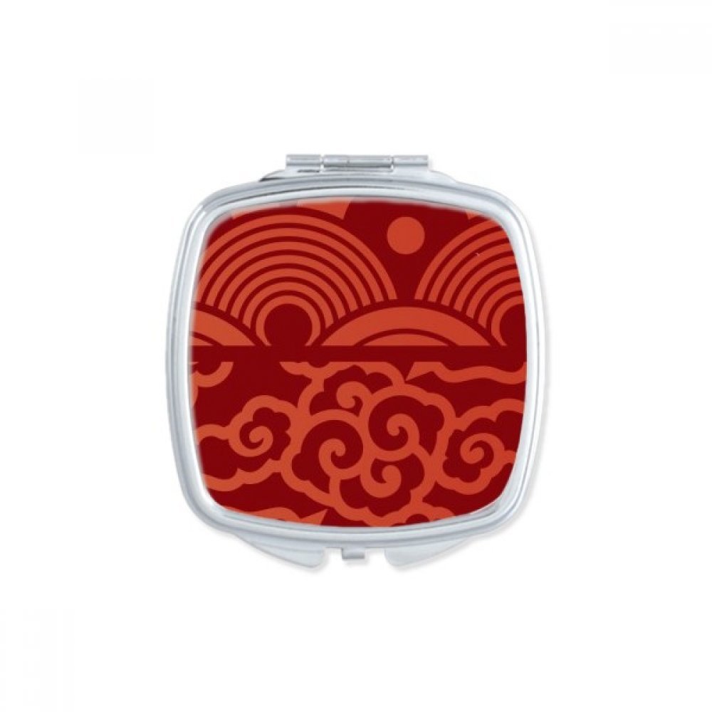 Miroir de poche carré motif nuages style asiatique portable