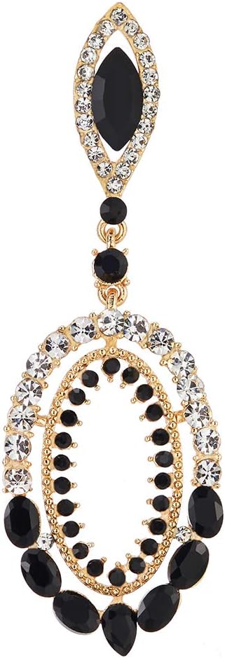 Victorian Marquise Crystal Rhinestone Cluster Large Oval Dangle Statement Earrings - Image 2