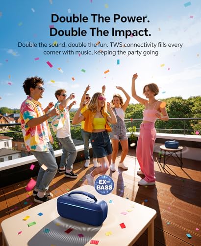 Image of dbsono Portable Bluetooth Speaker Wireless: 100W(Peak) SoundPulse 2.0 with BassBoost, Waterproof Loud Party Speakers, Unlimited Pairing, TWS for Outdoor /Indoor, Beach Vacation Essential, Blue