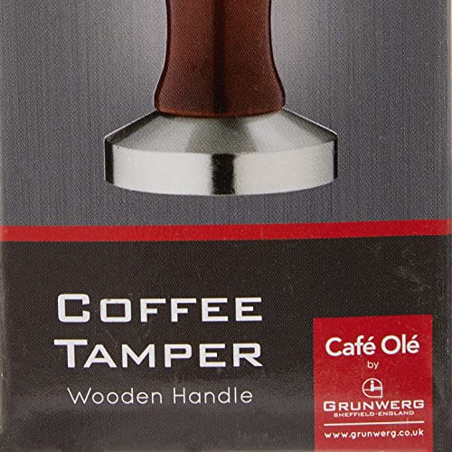 Café Olé Acciaio Inossidabile Tamper Ground In Portafilter, Attrezzatura Barista Per Caffetteria, S/S Con Manico In Legno, Diametro 57Mm - 4