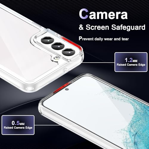 Image of Case for Samsung Galaxy S22 5G, Military Grade Drop Protection Phone Case, Yellowing Resistant, Anti-Scratch Hard PC Back, Shockproof Hard Ultra-Thin Protective Cover, Clear