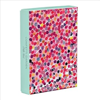 Cards Confetti Garden Notecard Set in Glossy Two-Piece Box, Museum Quality Stationery Set Book