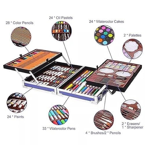 Image of Peeplvalue Deluxe Unicorn painting colour set for Kids Art and Craft suitcase l 145 colour set Drawing and Painting Set best for Birthday Gift for Boys Girls