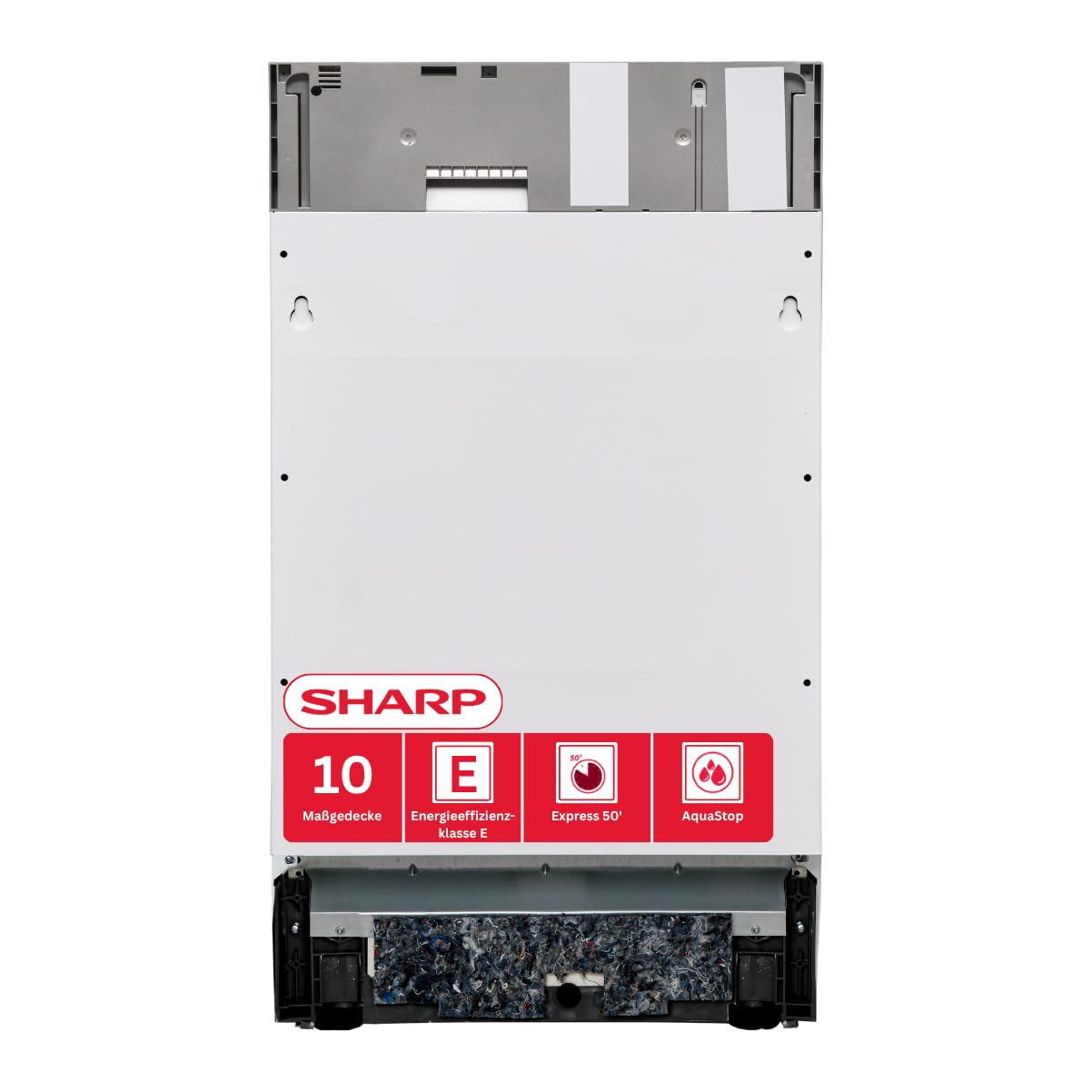 Sharp QW-NS1EI47EX-DE Geschirrspüler vollintegrierbar 45 cm 10 Maßgedecke E 47 dB Active Drying Hygiene 70°C Edelstahl