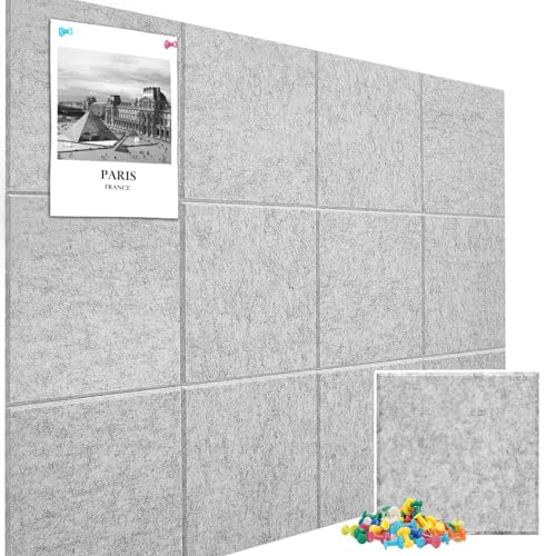 SLEEPHEADCork Board Bulletin Board With Push Pins 12 Pack Removable Felt Cork Board Tiles for Wall Large Corkboard Notice Pin Board for Office School & Home Push Pins (120 * 90cm)