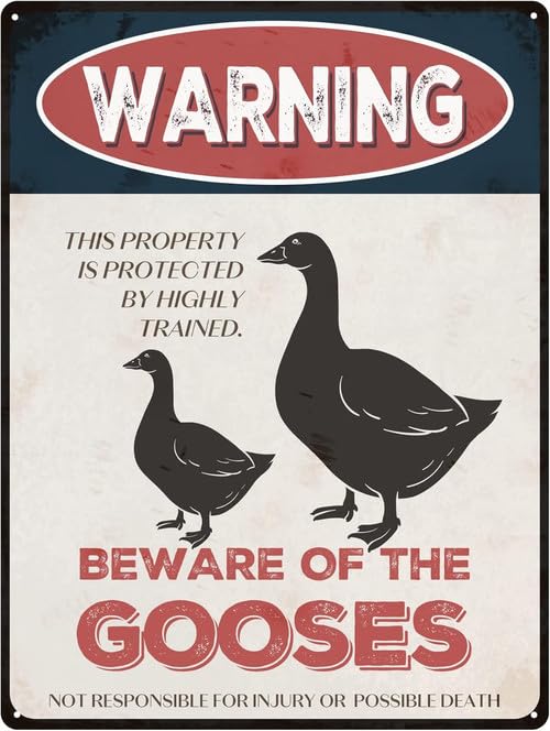 Horienteeon Goose Sign Beware of Goose Sign 20x30cm Aluminum Warning Signs for House Outdoor Club Yard Fence Funny Animal Signs for Wall Decor