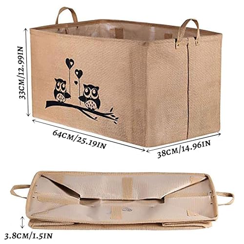 Boîte de rangement lin Gimars 64x38x33 cm avec poignées ergonomiques - 3
