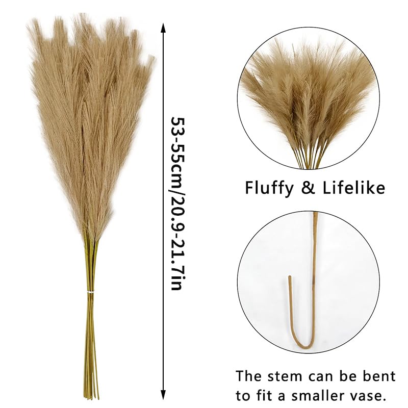 Pampas Grass Large 10pcs Reed Pampas Grass Simulation Fluffy Decor miniatura 7