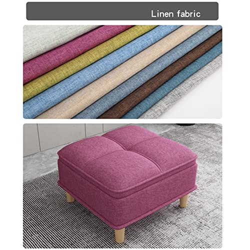 Boîte de repose-pieds en lin coffre de rangement beige