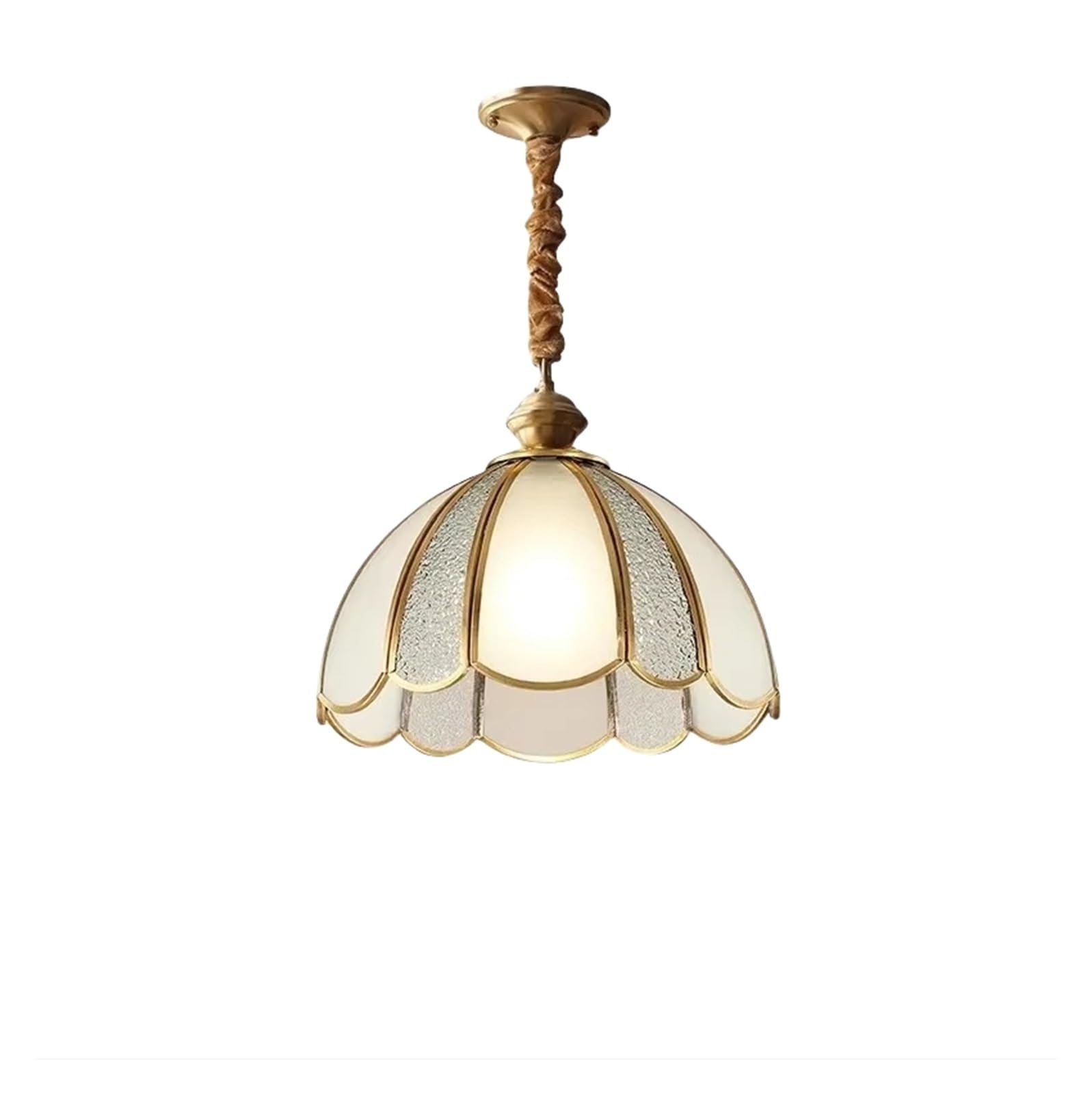 Olskfuh Size_name European Classical Luxury Copper Art Chandelier Living Room Dining Room Bedroom Frosted Glass Pendant Lights,-26Cm