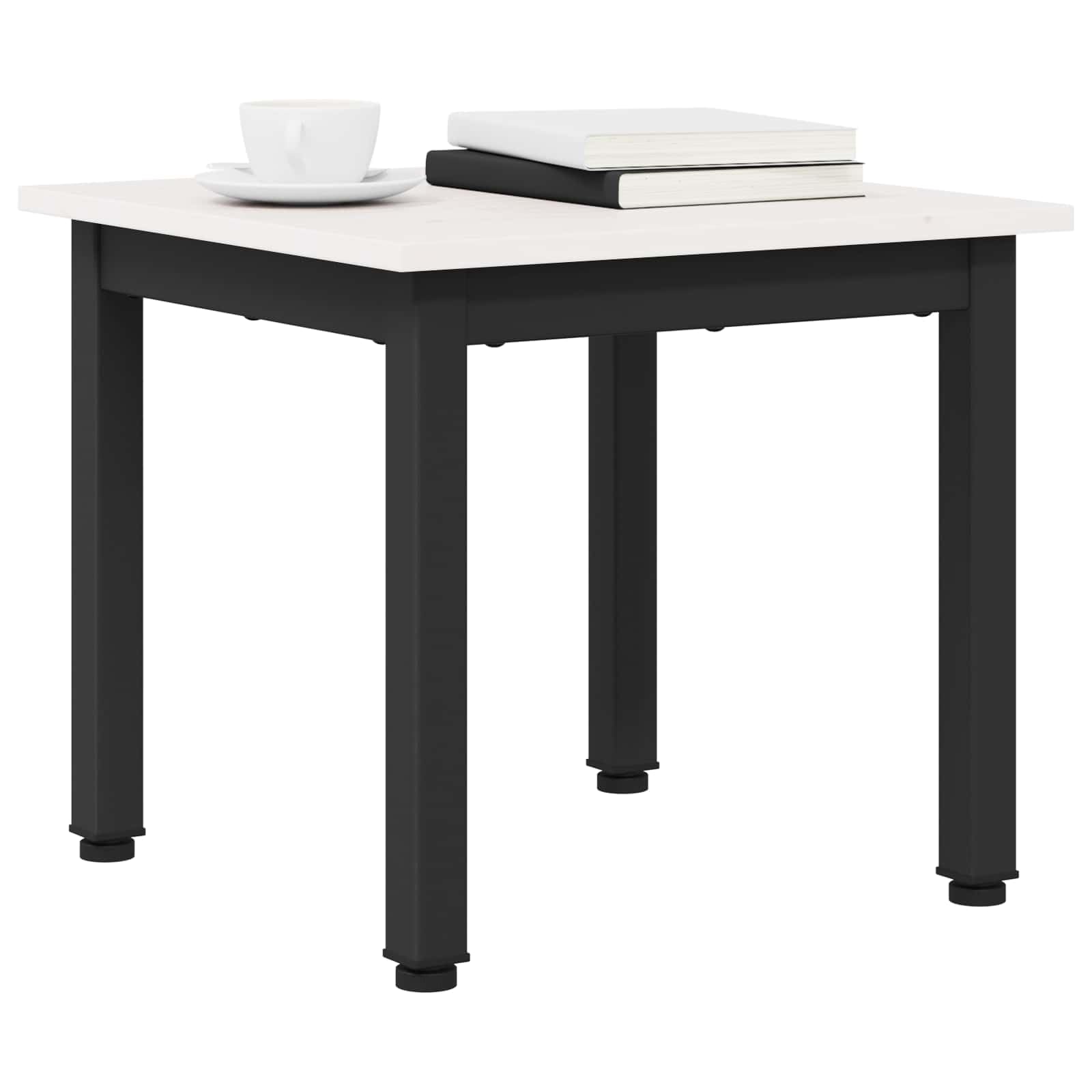 Mesa de centro blanca de 40 x 40 x 36 cm de madera maciza de pino con patas de metal robustas, ahorra espacio, moderna, funcional, ideal para sala de estar, con espacio de almacenamiento