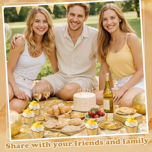Image of 600 Pack Gold Cupcake Liners Bulk Disposable Foil Muffin Cup