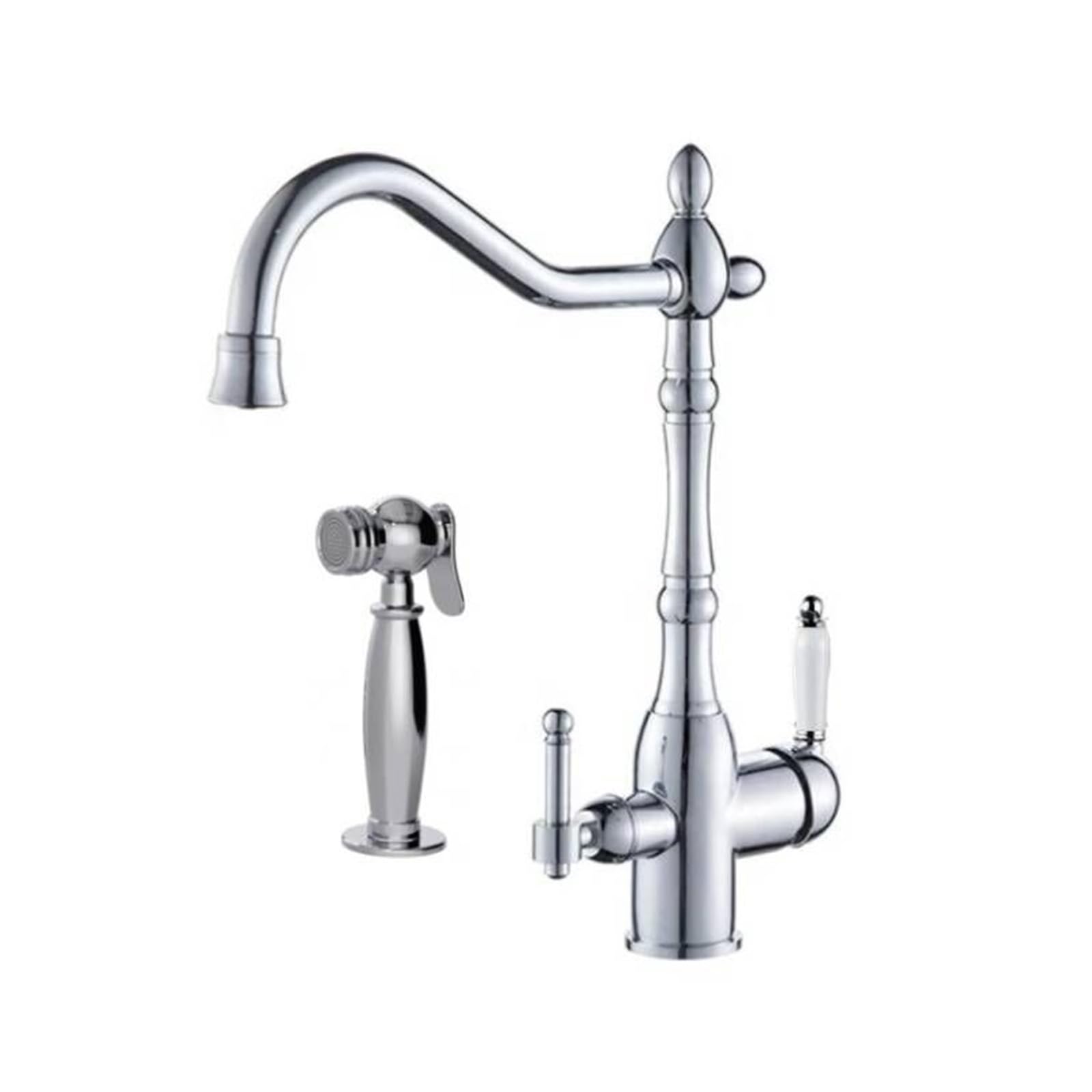ZYCHSJXA Gourmet Kitchen Sink Faucet All Copper Cold and Hot Three in One Water Purification Rotatable Faucet(Black)