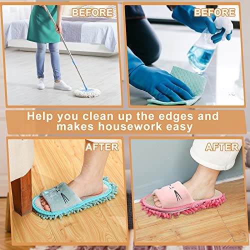 Image of Wesiti 4 Pairs Washable Microfiber Mop Slippers Detachable Dusting Mop Shoes Floor Cleaning Slippers for Men Women Office Home Use