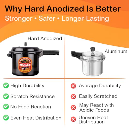 Image of Marlex Premium Hard Anodised Aluminium 2 Litre Pressure Cooker - Outer Lid - 5 Year Warranty, ISI Certified - Gas Stovetop Compatible, Ideal For Small Family,Corrosion-Resistant Durable Black Cooker