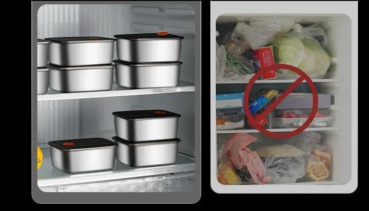 Image of Tanjiae Stainless Steel Lunch Box with Lid and Lock Clips, 1500ml Food Storage Container with Handle and Clear Top, Square Metal Food Container for Kitchen and Meal Storage (1000 & 1500Ml 1PCS)