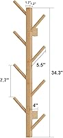 Vista 2 de Perchero vertical de bambú para pared, perchero vertical de bambú para pared, árbol, perchero, perchero flotante para sombreros, chaquetas, bolsos
