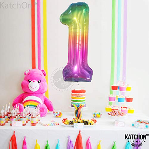 Image of KatchOn Foil Rainbow Number 1 Balloon - 40 Inch