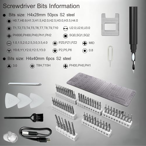 Image of Mini Electric Screwdriver Set,66 in 1 Small Electric Screw Driver Kit with Magnetic Bits,Precision Screwdrivers, Precision Cordless Repair Tool for Phone, Camera, Laptop, Watch