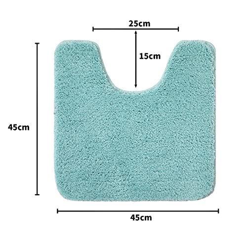 MIULEE Absorbent WC Toilet Rug Non Slip U Shape Bath Mat with High Hydroscopicity Rugs Super Soft Cozy and Shaggy Microfiber Rug Carpet for Bathroom 45x45 cm Sky-Blue - Image 3