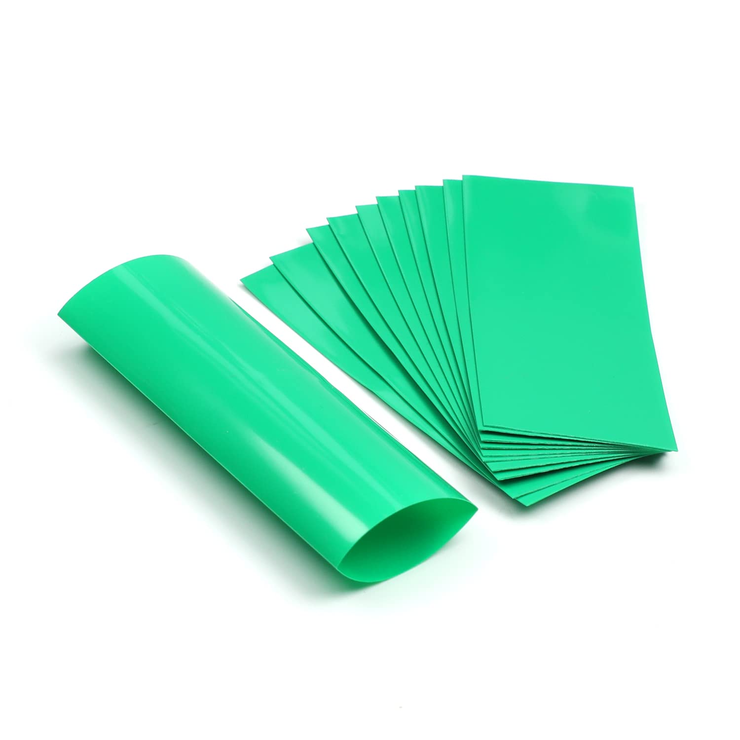 Othmro 10pcs 18650 Battery Wraps, 30mm Width Flat PVC Heat Shrink Tubing Battery Insulating Cover Protective Sleeve for 18650 Single Battery, 72mm Length (Green)