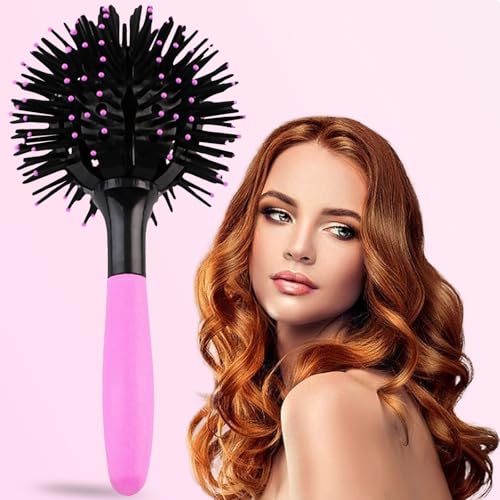 3D Round Hair Brush for Women Blow Drying Detangling Hair Comb 360 Degree Styling Brush for Curly HairBrushes for Wet and Dry