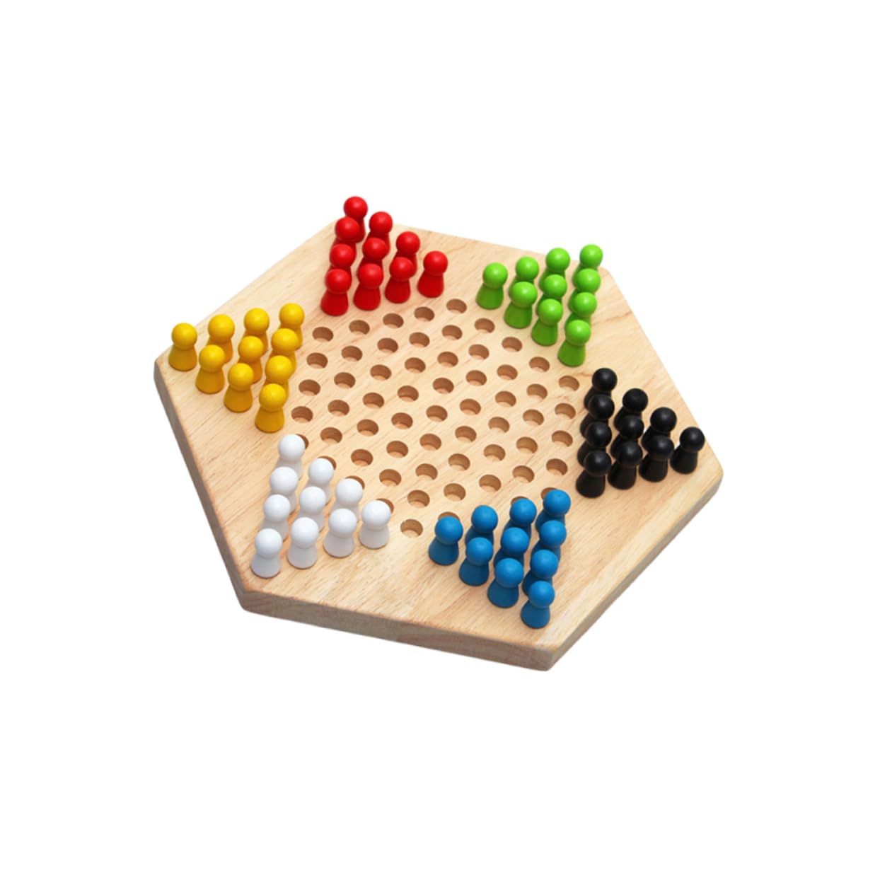 Dames Hexagonales en Bois 1 Pièce, Jeu pour Garçon et Filles et Adultes