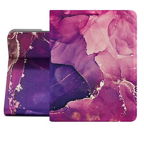 Berkin Arts iPad Mini 6th Generation Case (8.3 Inch) Case 2021 A2568/A2569 Folio Case Premium Leather Cover Synchromism Mauve Cinnabar Cyan Paper Marbling