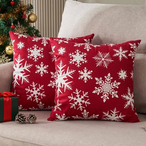 DakTou Weihnachts Kissenbezüge 50x50 2er Set, Kissenbezug Rot Deco,...