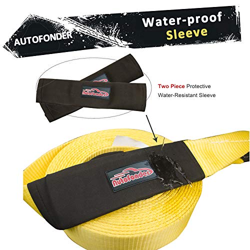 Tow Strap 20ft Tow Strap 30.000 LBS (12 US TON) Rated Capacity Heavy Duty Vehicle Tow Strap with Reinforced Loops Protective Water Resistant Sleeves Emergency Towing Rope for Recover