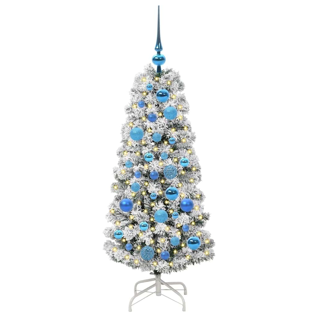 Sztuczna składana choinka, zielono-biała, 120 cm, z paskiem LED, 150 diod LED, USB, do salonu, okna, dekoracja adwentowa, święta