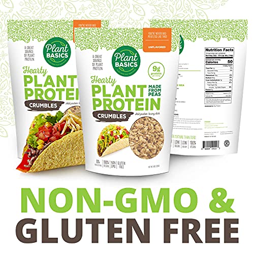 Plant Basics - Hearty Plant Protein - Unflavored Crumbles, 8 Oz, Made From Peas, Non-Gmo, Gluten Free, Low Fat, Low Sodium, Vegan, Meat Substitute #TOP3