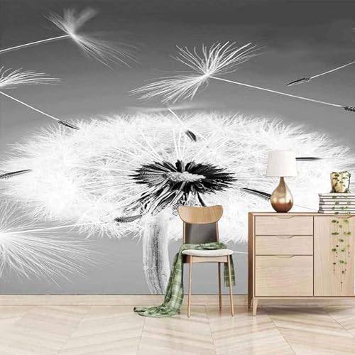 Tzxztt Estereoscópica Simple Blanco Diente De León Arte Moderno Papel Pintado 3D Seda Texturizada Primera Calidad Neutros Material Ideal Para SalóN Dormitorio-300cm×210cm