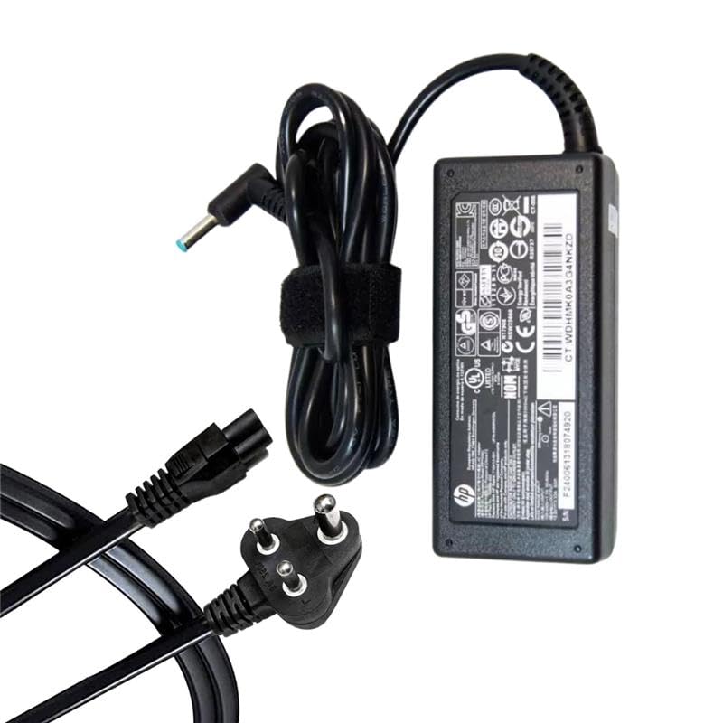 Image of HP Original 65W Blue Pin 19.5V 3.33A Laptop Charger Adapter 4.5mm Small Pin with TPS BIS Certified Power Cable