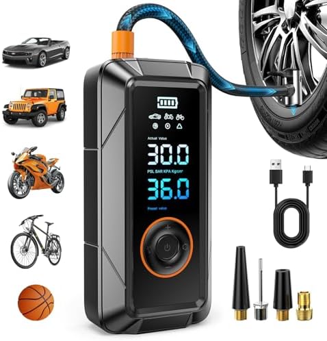 Tire Inflator Portable Air Compressor, Cordless & 12V DC Air Infl...