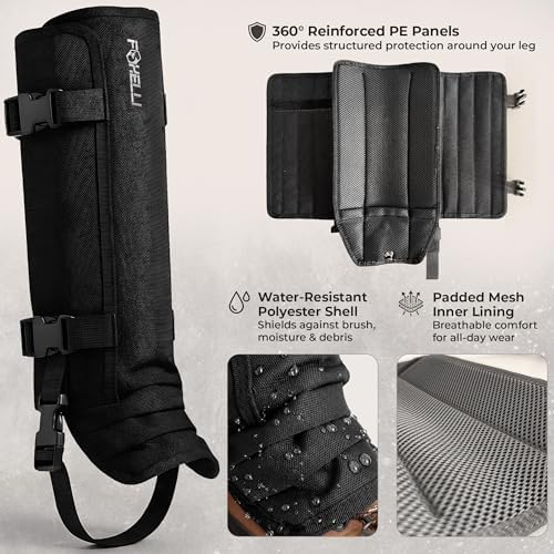 Foxelli Snake Gaiters for Men & Women – Durable Snake Protection Leg Guards, Adjustable Lower-Leg Protection for Hunting, Hiking, Ranch Work & Rugged Outdoor Terrain — view 3