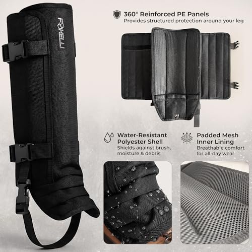 Foxelli Snake Gaiters for Men & Women – Durable Snake Protection Leg Guards, Adjustable Lower-Leg Protection for Hunting, Hiking, Ranch Work & Rugged Outdoor Terrain - Thumbnail 4