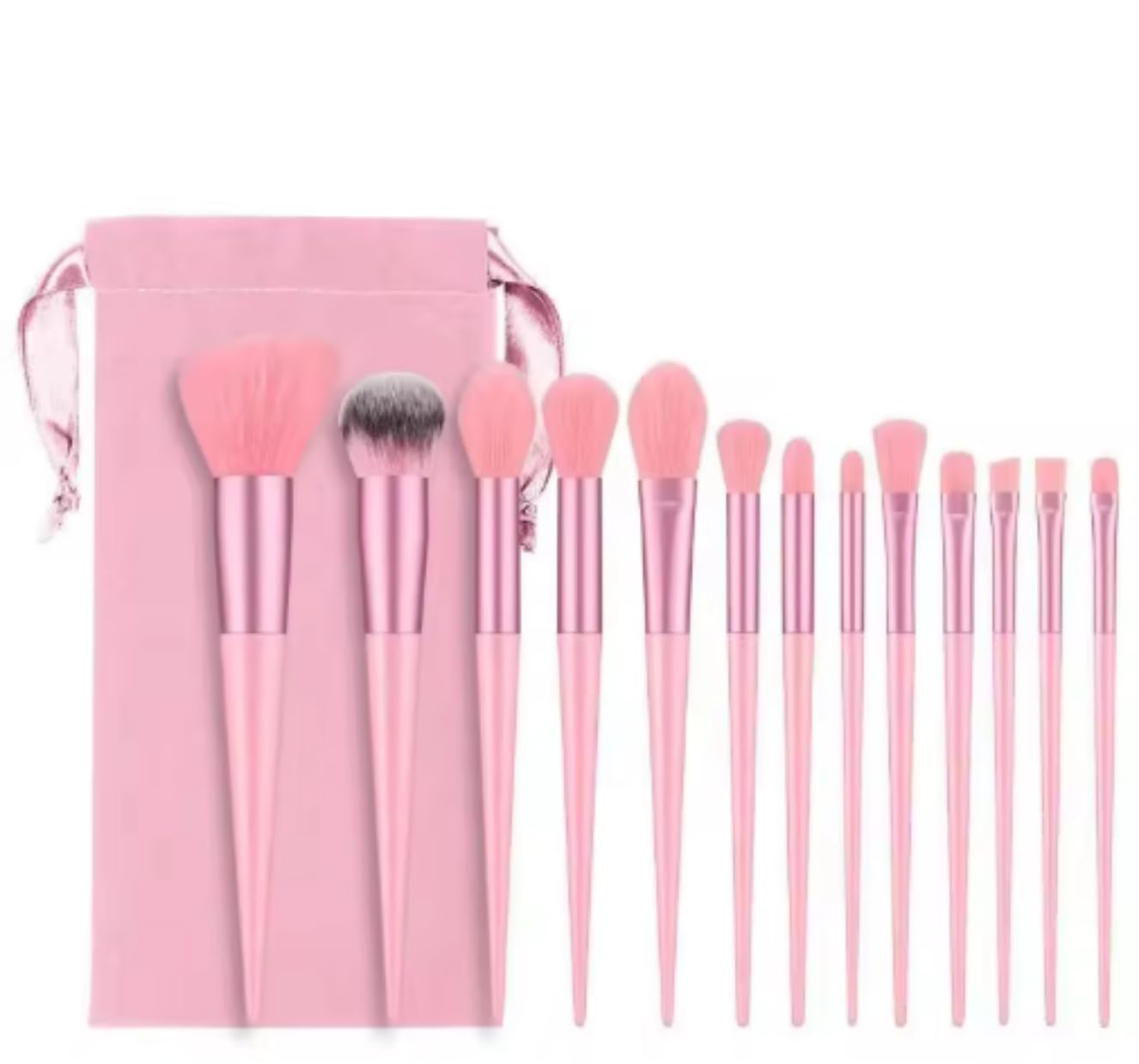 Kit com 13 Pincéis de Maquiagem Profissionais para Base Pó Blush Contorno Iluminador